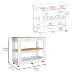 Isla De Cocina Cala 116.8x92.7cm Blanco Con Entrepaño Y Rodachinas