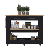 Isla de Cocina Cala 116.8x92.7cm Wengue con Entrepaño y Rodachinas - Barras y Muebles Auxiliares | Bylmo