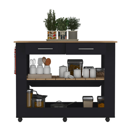 Isla de Cocina Cala 116.8x92.7cm Wengue con Entrepaño y Rodachinas - Barras y Muebles Auxiliares | Bylmo