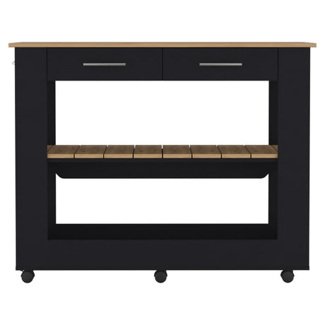 Isla de Cocina Cala 116.8x92.7cm Wengue con Entrepaño y Rodachinas - Barras y Muebles Auxiliares | Bylmo