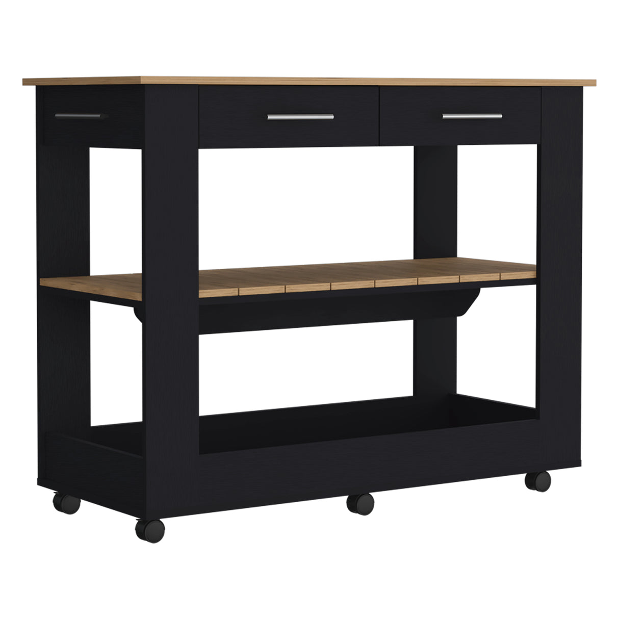 Isla de Cocina Cala 116.8x92.7cm Wengue con Entrepaño y Rodachinas - Barras y Muebles Auxiliares | Bylmo