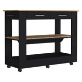 Isla de Cocina Cala 116.8x92.7cm Wengue con Entrepaño y Rodachinas - Barras y Muebles Auxiliares | Bylmo