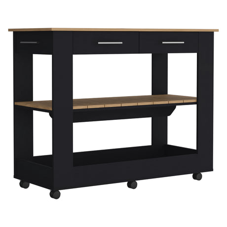 Isla de Cocina Cala 116.8x92.7cm Wengue con Entrepaño y Rodachinas - Barras y Muebles Auxiliares | Bylmo