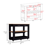 Isla de Cocina Cala 116.8x92.7cm Wengue con Entrepaño y Rodachinas - Barras y Muebles Auxiliares | Bylmo