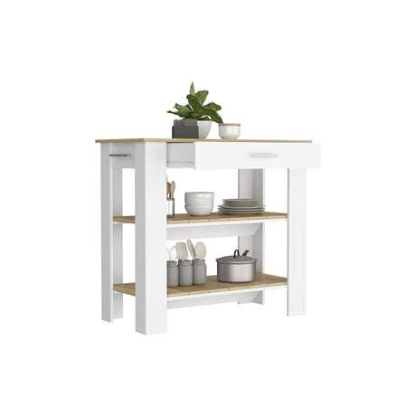 Isla de Cocina Cala Macadamia 101.7x93.4cm con Entrepaños - BARRAS Y MUEBLES AUXILIARES | Bylmo