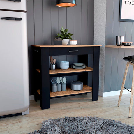 Isla de Cocina Cala 101.7x93.4cm Wengue con Entrepaño - Barras y Muebles Auxiliares | Bylmo