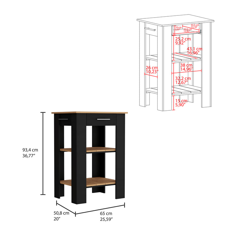 Isla De Cocina Cala 65x93.4 Wengue Con Un Cajón