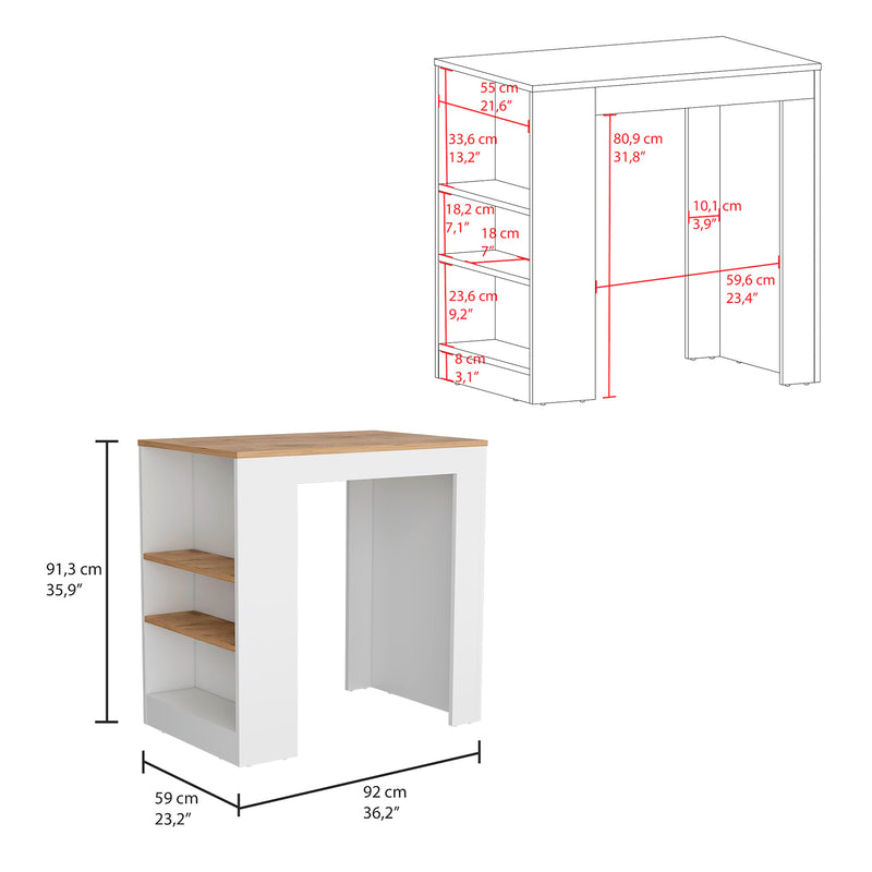 Isla De Cocina Portree Blanco 92x91.3cm Con Dos Entrepaños