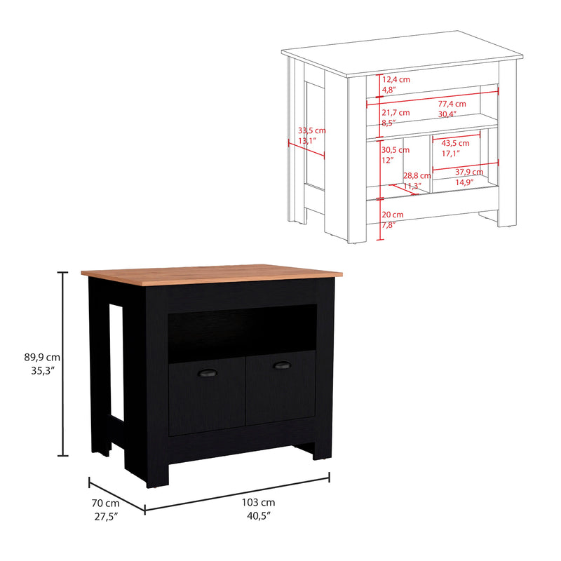 Isla De Cocina Arlet Wengue 103x89.9cm Con Amplio Almacenamiento