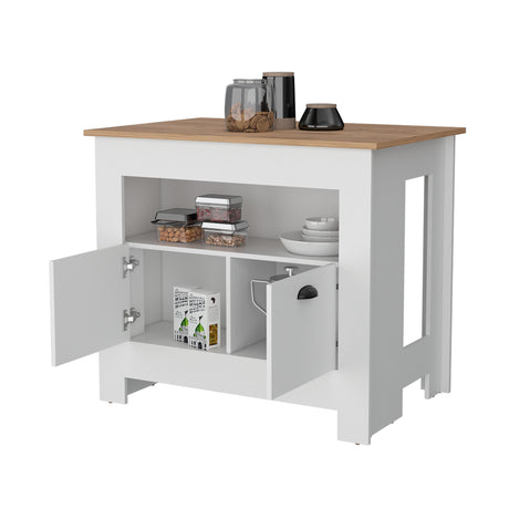 Isla de Cocina Arlet Blanco 103x89.9cm con Amplio Almacenamiento - Barras y Muebles Auxiliares | Bylmo