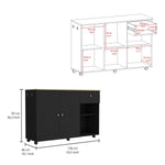 Isla De Cocina Movibasic 136x92cm Wengue Con Entrepaños Y Rodachinas