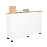 Isla de Cocina Movibasic 136x92cm Blanco con Entrepaños y Rodachinas - Barras y Muebles Auxiliares | Bylmo