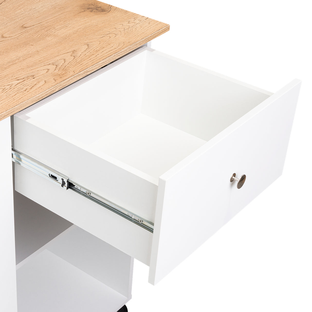 Isla de Cocina Movibasic 136x92cm Blanco con Entrepaños y Rodachinas - Barras y Muebles Auxiliares | Bylmo