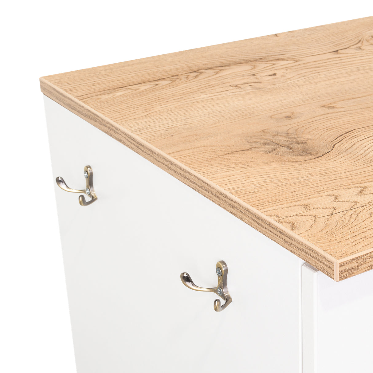 Isla de Cocina Movibasic 136x92cm Blanco con Entrepaños y Rodachinas - Barras y Muebles Auxiliares | Bylmo