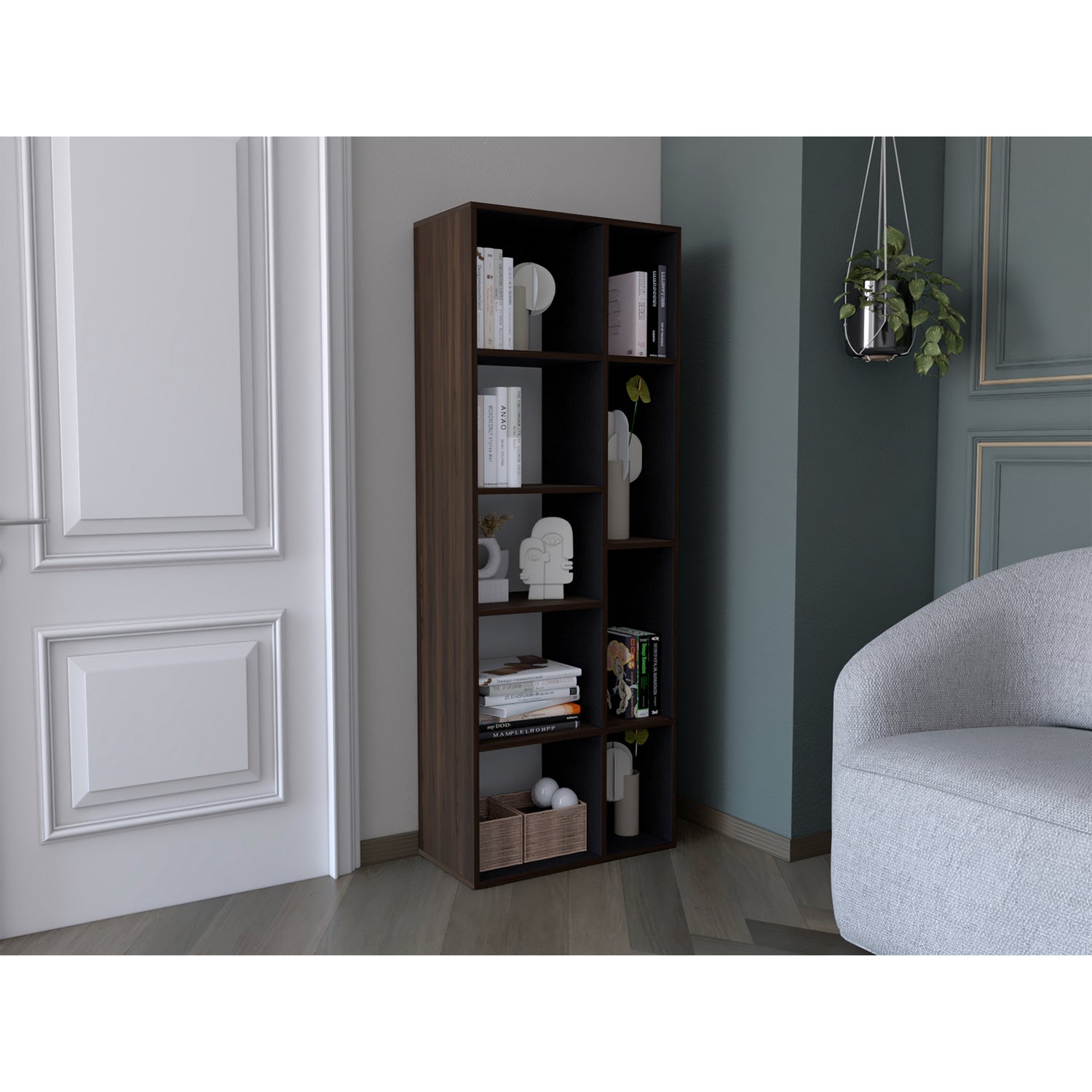 Biblioteca Rookie Minimalista 60x160cm Wengue con Entrepaños - Bibliotecas y Estanterías | Bylmo