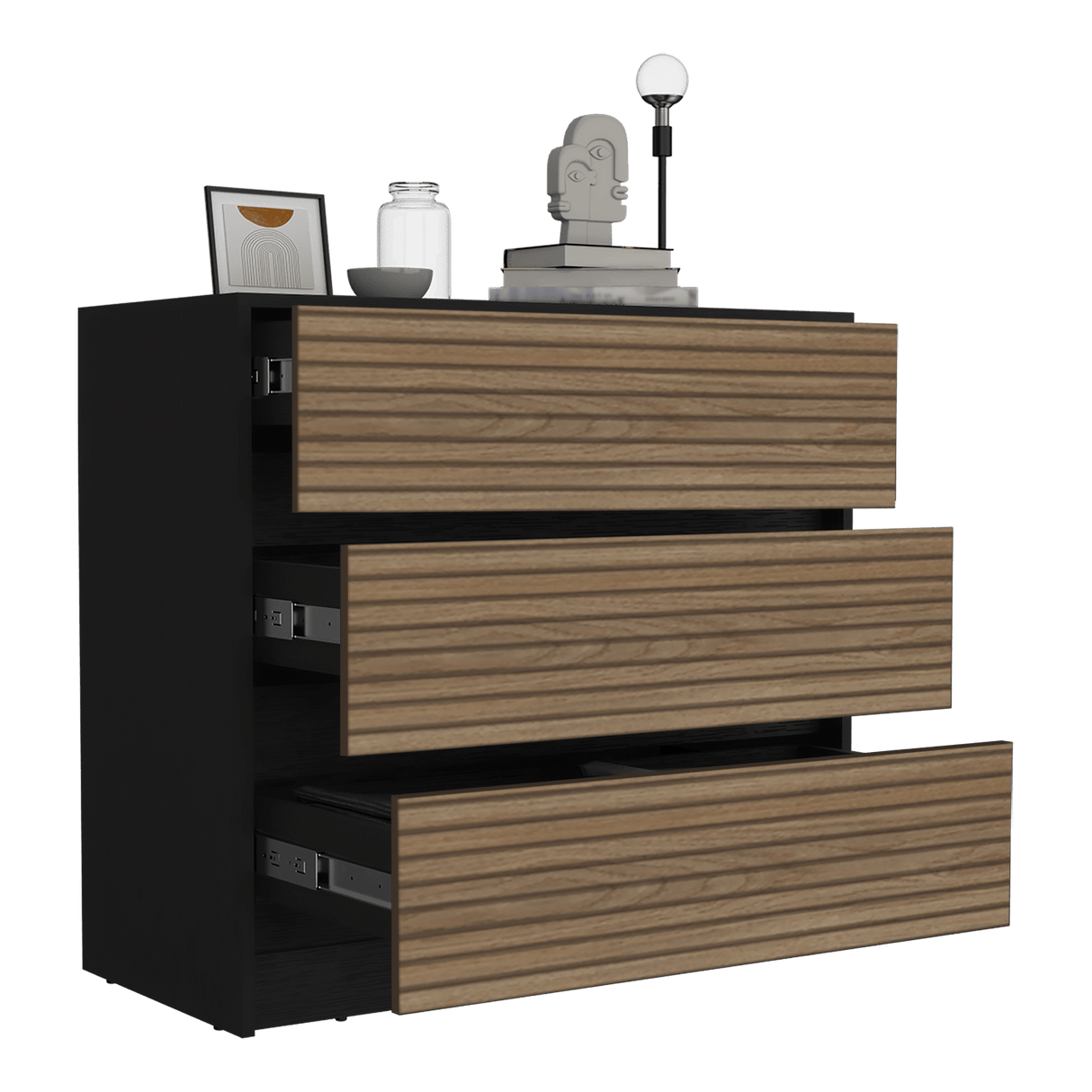 Cajonera Austin Wengue y Miel 85x80cm Con Tres Cajones - Cajoneras y Comodas | Bylmo