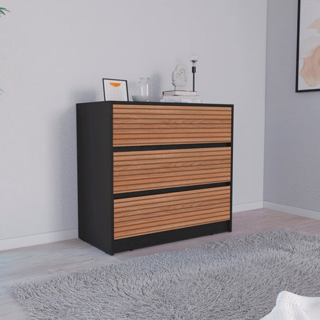 Cajonera Austin Wengue y Miel 85x80cm Con Tres Cajones - Cajoneras y Comodas | Bylmo