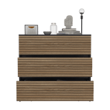 Cajonera Austin Wengue y Miel 85x80cm Con Tres Cajones - Cajoneras y Comodas | Bylmo