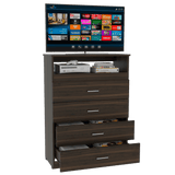 Cómoda Zevenei Habano 80x109.8cm con Cuatro Cajones para TV Hasta 40 Pulgadas - Cajoneras y Comodas | Bylmo