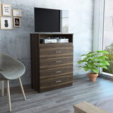Cómoda Zevenei Habano 80x109.8cm con Cuatro Cajones para TV Hasta 40 Pulgadas - Cajoneras y Comodas | Bylmo