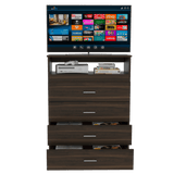 Cómoda Zevenei Habano 80x109.8cm con Cuatro Cajones para TV Hasta 40 Pulgadas - Cajoneras y Comodas | Bylmo