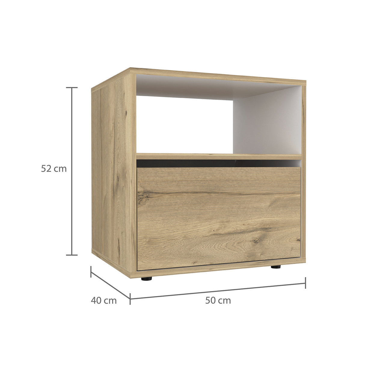 Mesa de Noche Sleep S 50x52cm Duna con Compartimiento - Mesas de Noche | Bylmo