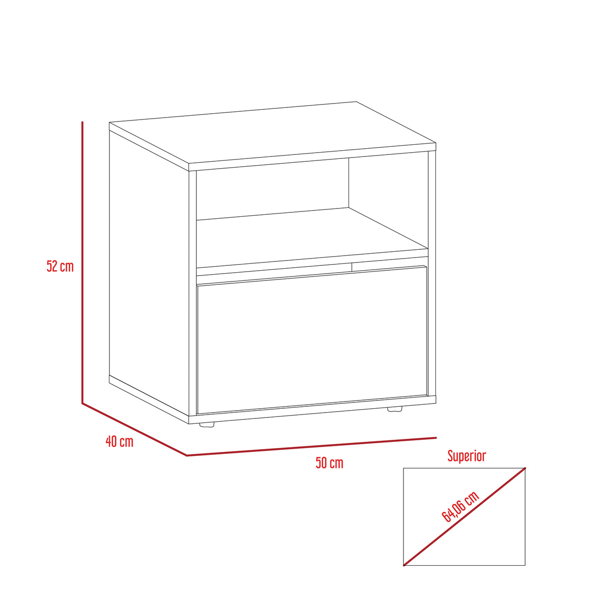 Mesa de Noche Sleep S 50x52cm Duna con Compartimiento - Mesas de Noche | Bylmo