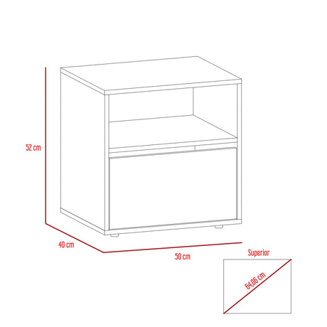 Mesa de Noche Sleep S 50x52cm Duna con Compartimiento - Mesas de Noche | Bylmo