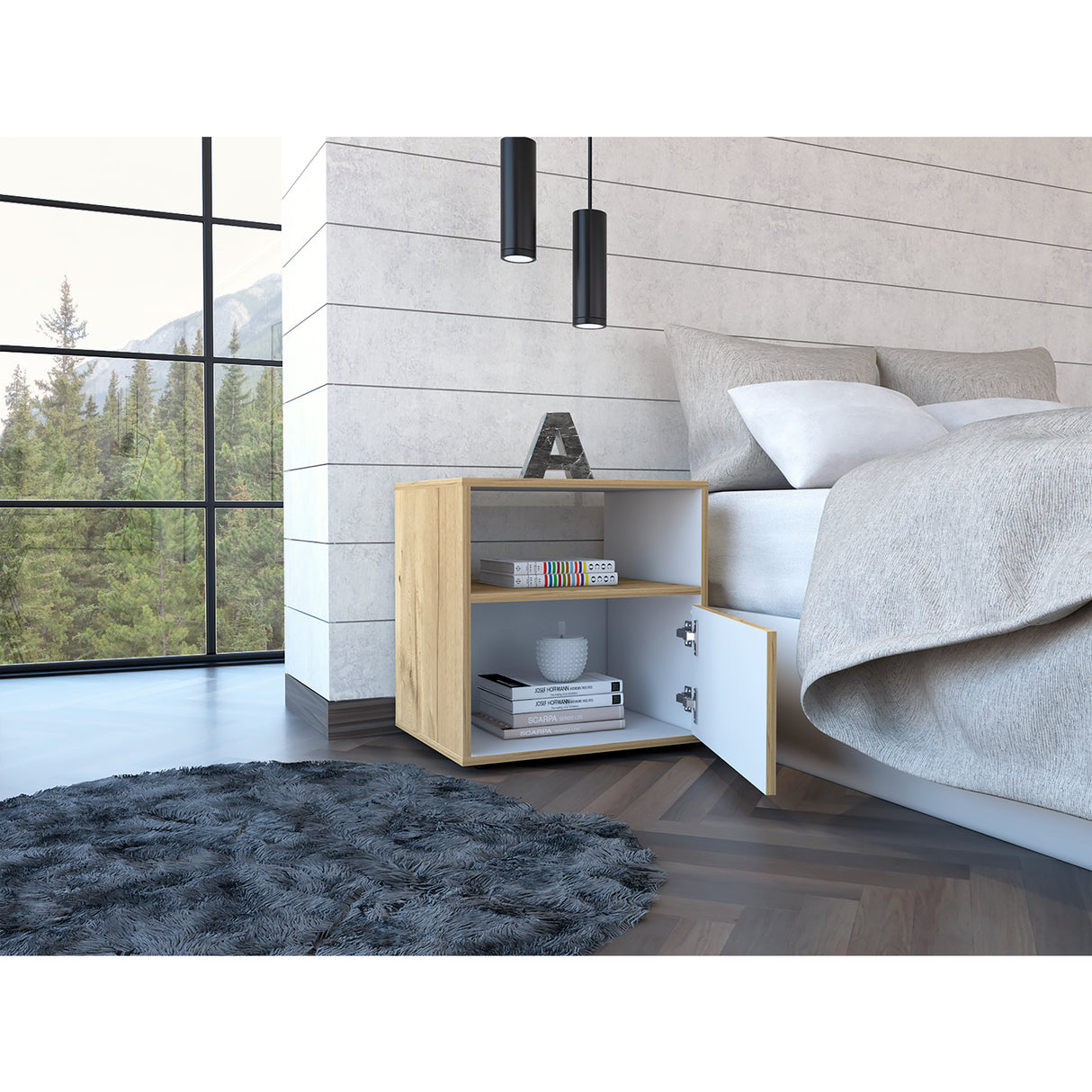 Mesa de Noche Sleep S 50x52cm Duna con Compartimiento - Mesas de Noche | Bylmo