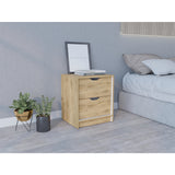 Mesa de Noche Basilea Macadamia 41x48cm con Dos Cajones - Mesas de Noche | Bylmo