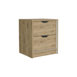 Mesa de Noche Basilea Macadamia 41x48cm con Dos Cajones - Mesas de Noche | Bylmo