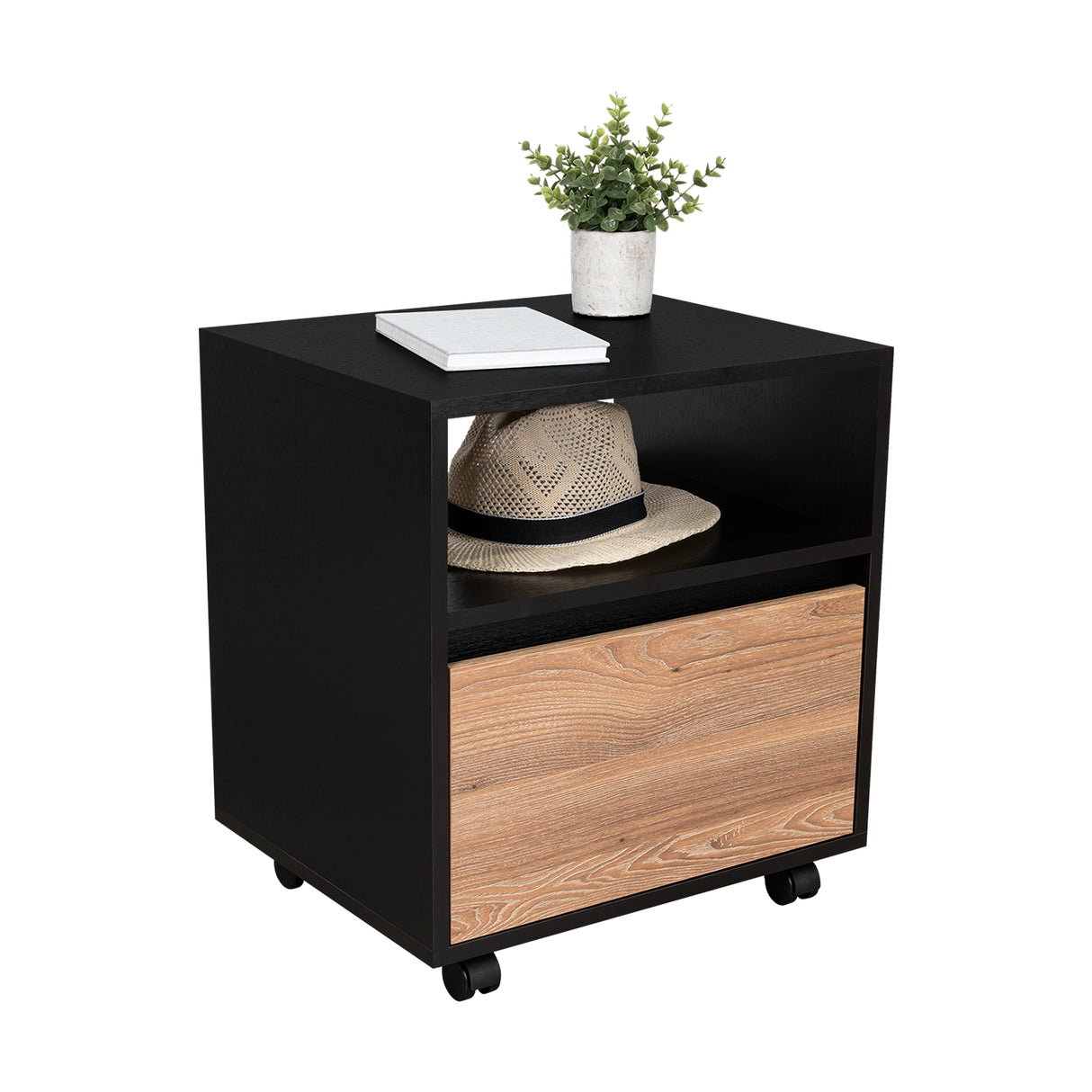 Mesa de Noche Austin Wengue 48x52cm con Un Cajón - Mesas de Noche | Bylmo