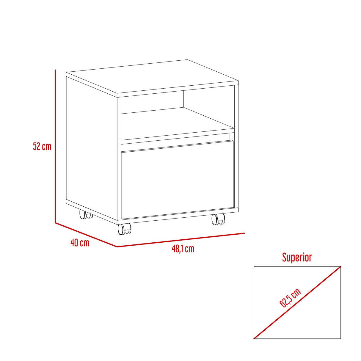 Mesa de Noche Austin Wengue 48x52cm con Un Cajón - Mesas de Noche | Bylmo