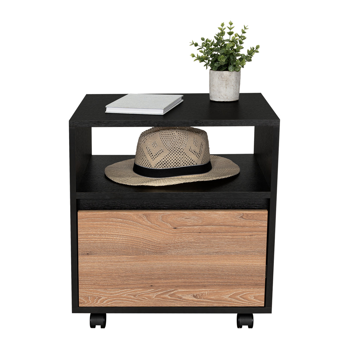 Mesa de Noche Austin Wengue 48x52cm con Un Cajón - Mesas de Noche | Bylmo