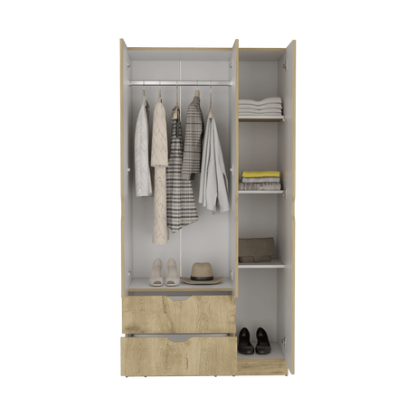 Closet Basilea Macadamia 90x180cm con Dos Cajones - Closets | Bylmo