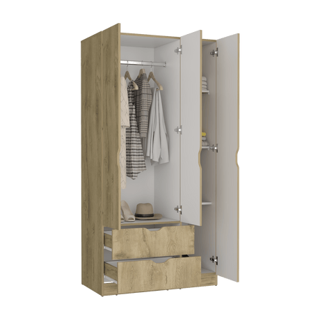Closet Basilea Macadamia 90x180cm con Dos Cajones - Closets | Bylmo