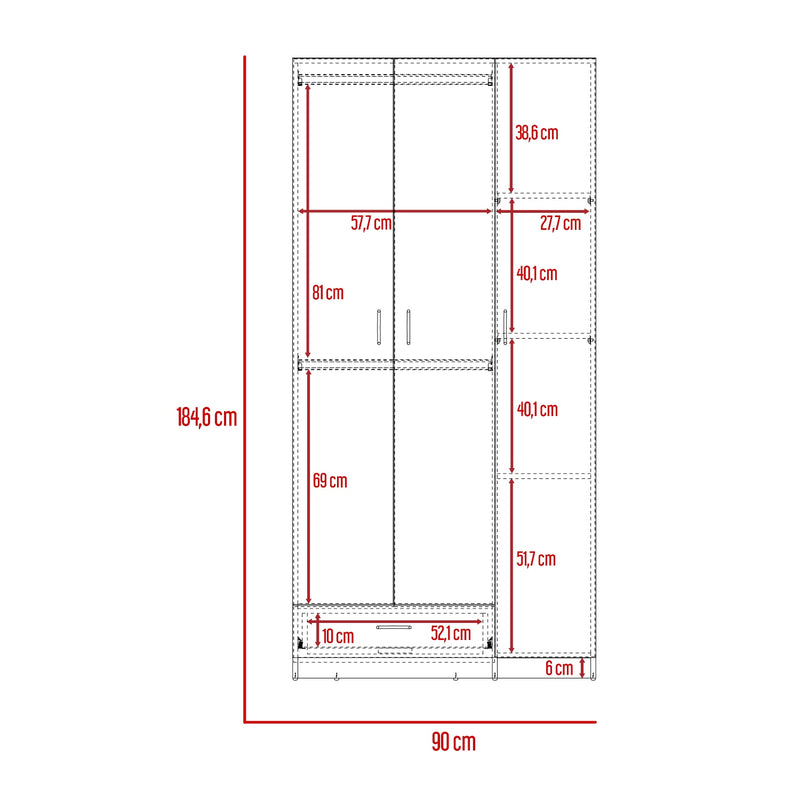 Closet Zeta Blanco 90x184.6cm Con Un Cajón