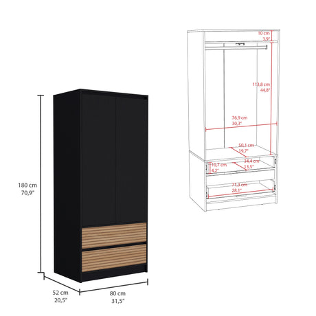 Closet Austin Wengue 80x180cm con Dos Cajones - Closets | Bylmo
