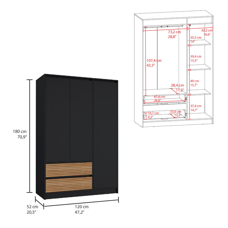 Closet Austin Wengue 120x180cm Con Dos Cajones