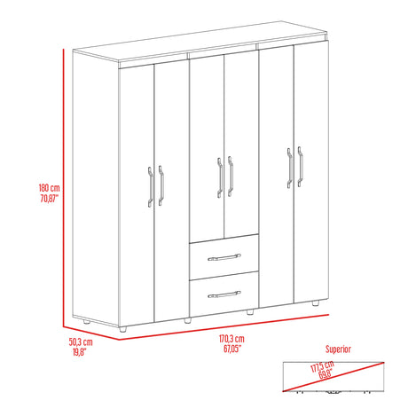 Closet Bariloche Wengue 170.3x180cm con Dos Cajones - Closets | Bylmo