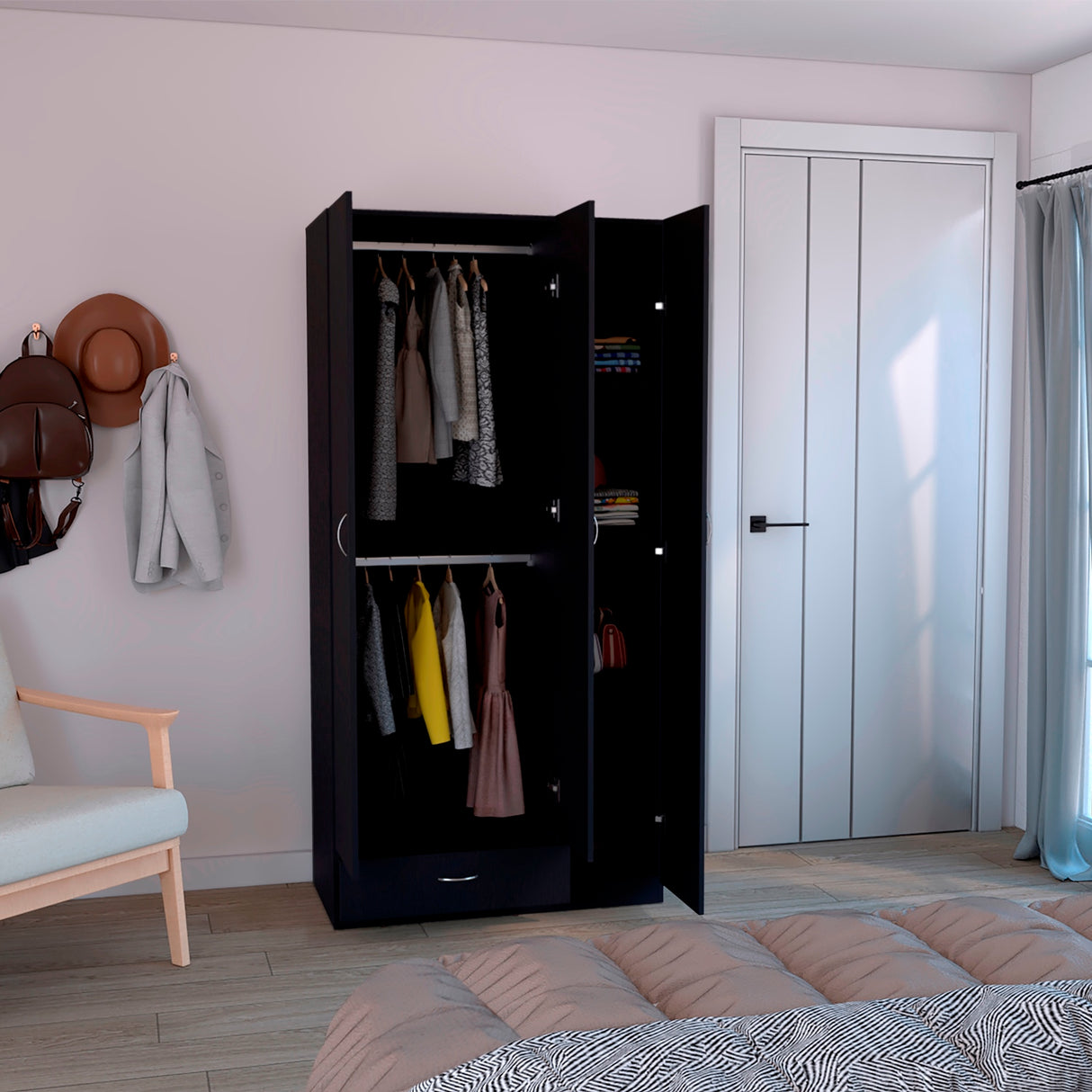 Closet Zeta Wengue 90x184.6cm con Un Cajón - Closets | Bylmo