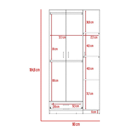 Closet Zeta Wengue 90x184.6cm con Un Cajón - Closets | Bylmo