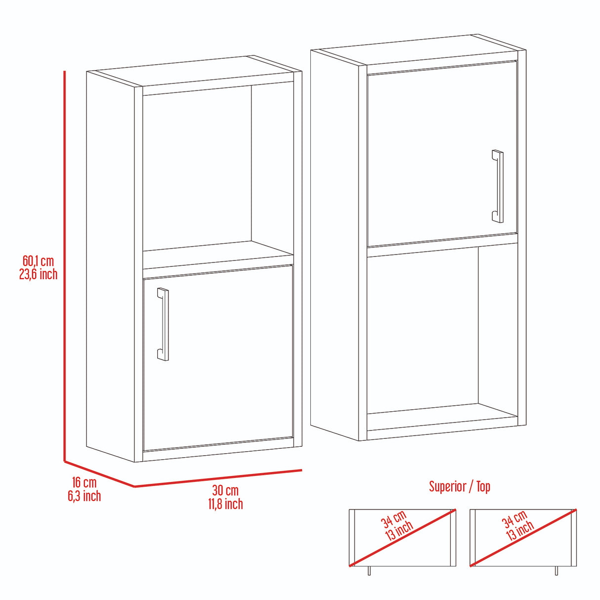 Set x 2 Gabinetes de Baño Bath 30x60.1cm Wengue con Entrepaños y Puerta - Gabinetes de Baño | Bylmo