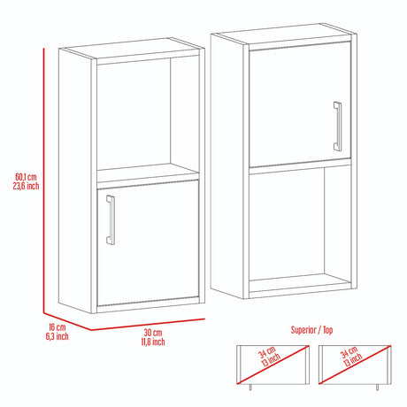 Set x 2 Gabinetes de Baño Bath 30x60.1cm Wengue con Entrepaños y Puerta - Gabinetes de Baño | Bylmo