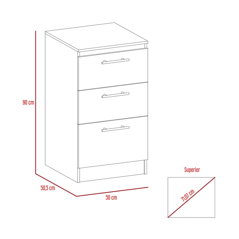 Archivador Home Office Blanco 50x90cm Con Tres Cajones