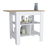 Isla de Cocina Macondo 103x90cm Blanco con Entrepaños - Barras y Muebles Auxiliares | Bylmo