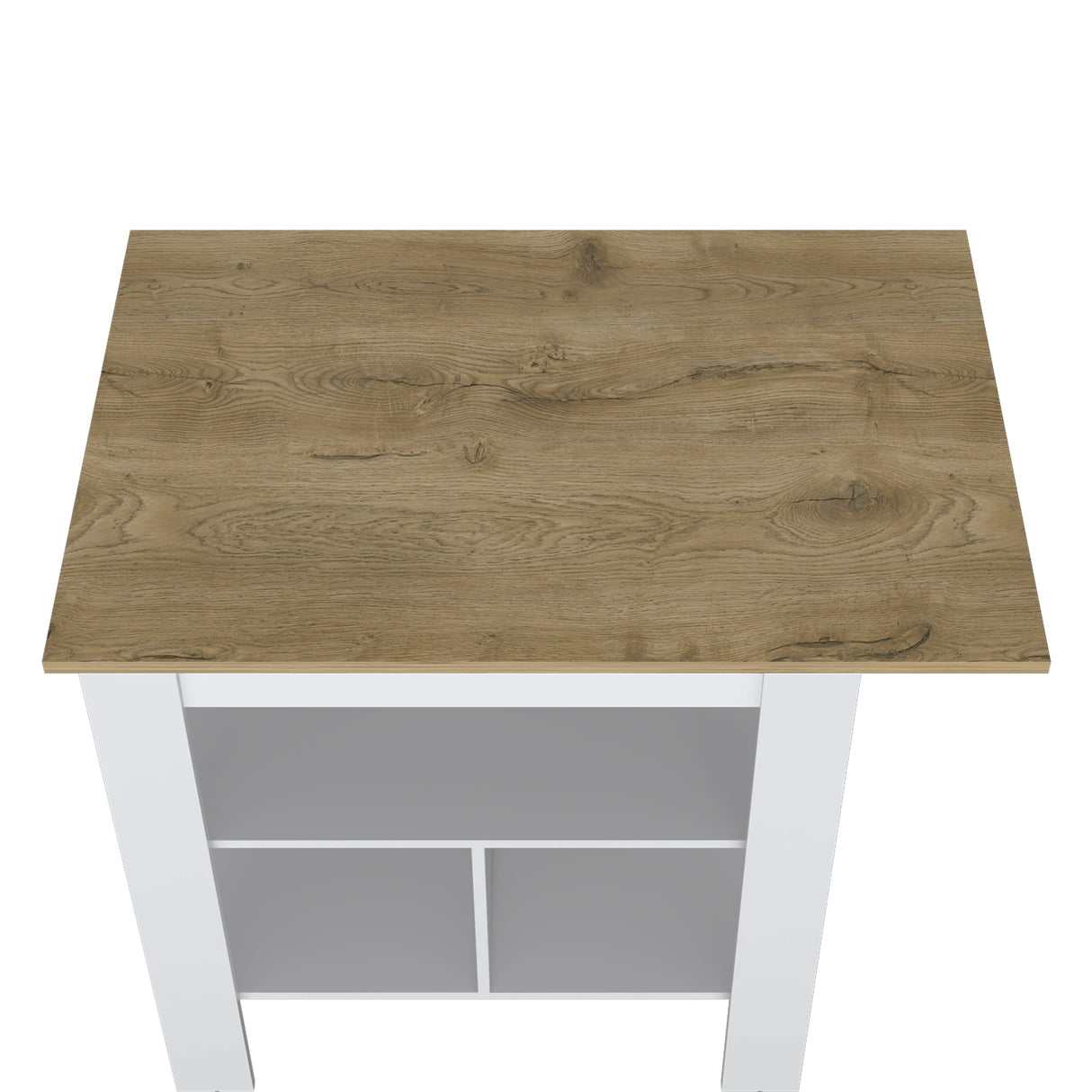 Isla de Cocina Macondo 103x90cm Blanco con Entrepaños - Barras y Muebles Auxiliares | Bylmo