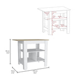 Isla de Cocina Macondo 103x90cm Blanco con Entrepaños - Barras y Muebles Auxiliares | Bylmo