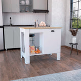 Isla de Cocina Atenea Blanco 103x90cm con Compartimiento y Entrepaños - Barras y Muebles Auxiliares | Bylmo