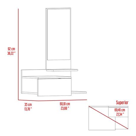 Recibidor Vienna Blanco 60.1x91.95cm con Espejo - Bifes y Arrimos | Bylmo